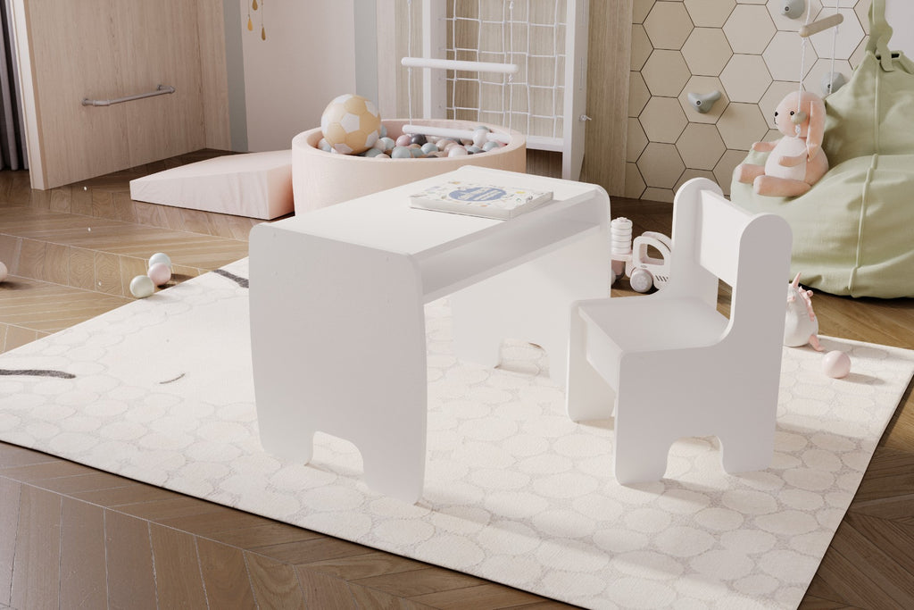 Children's table + chair set - white