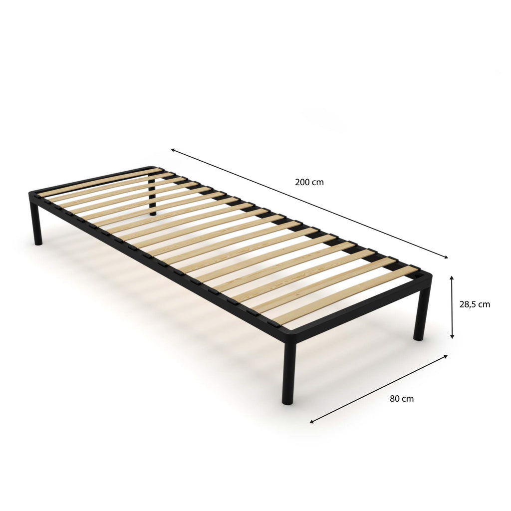 Ágykeret BED ALU 80x200 fém fa lécekkel fekete