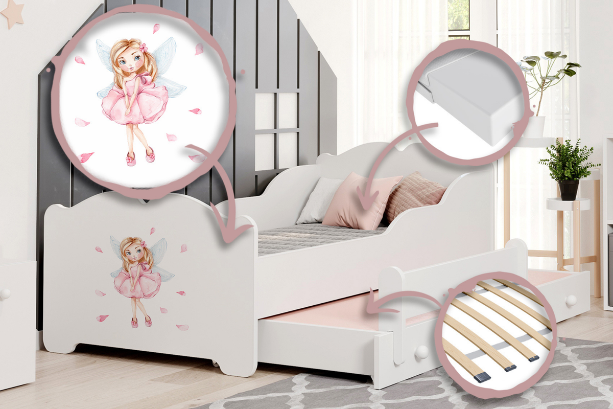Double bed ANNA 160x80 Girl with wings