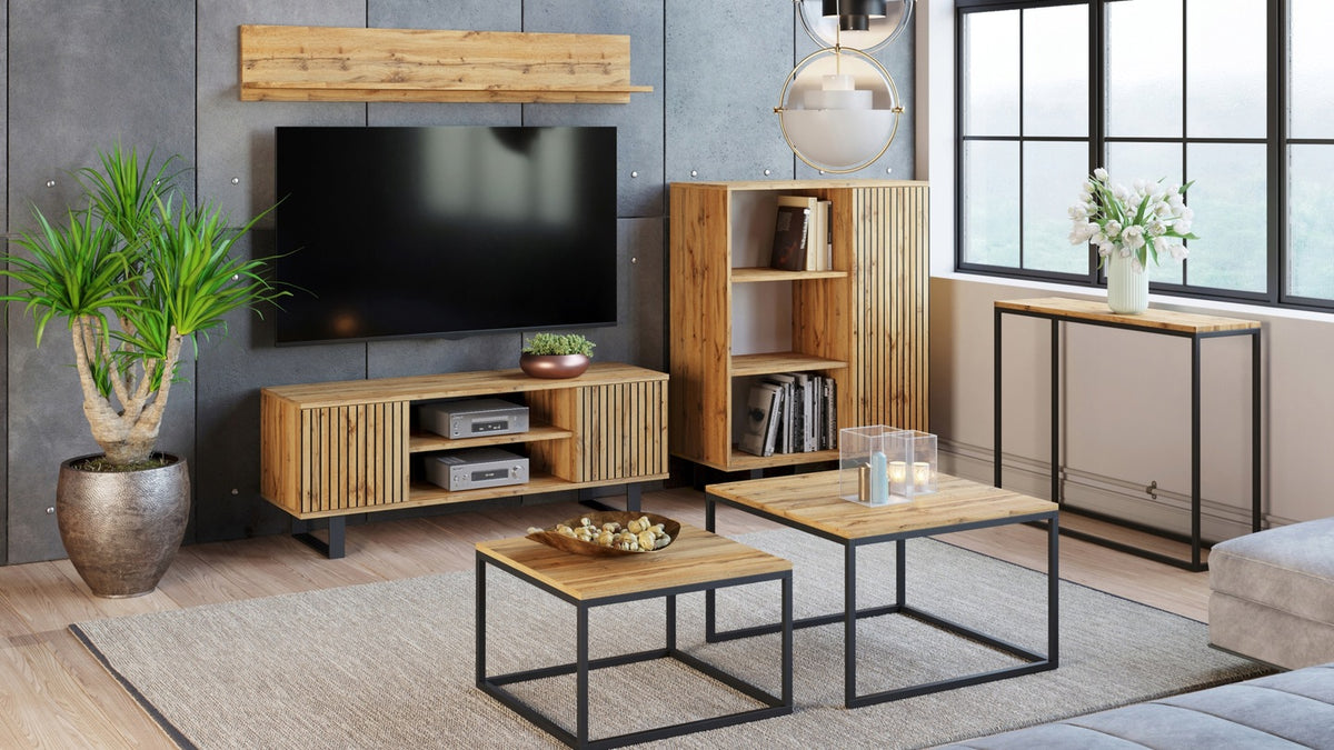 Cabinet Fondi oak craft gold - black, decor laths