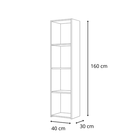 Solid bookcase LONI 160x40 cm - colour Artisan oak
