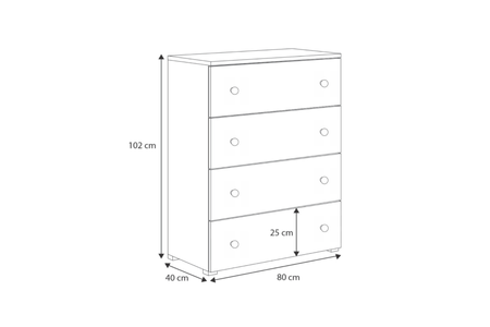 Emily white chest of drawers - football handles