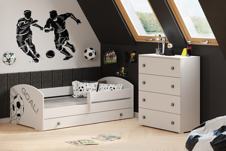 Emily white chest of drawers - football handles