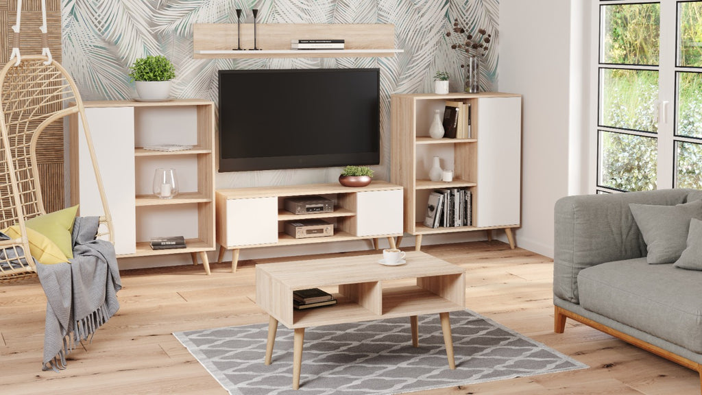 Bookcase Fondi - wooden legs