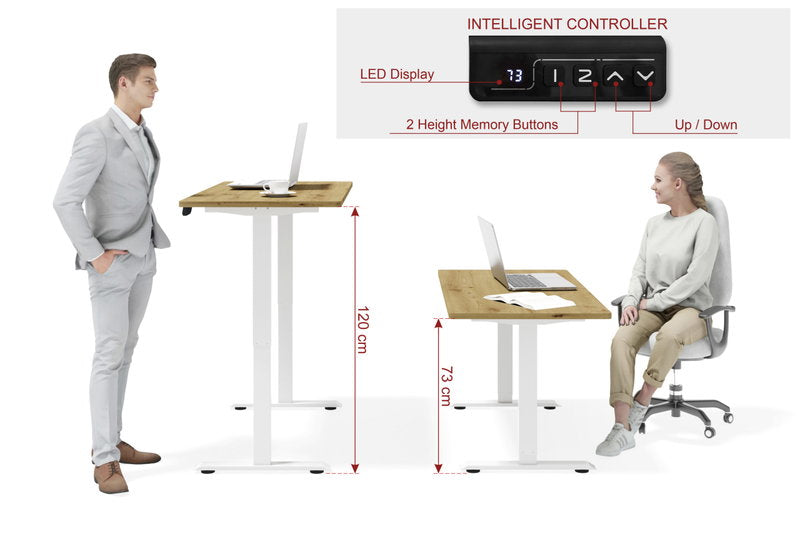 BIMOTION elektromosan állítható íróasztal 120×65 cm – artisan tölgy / fehér – 3. kép