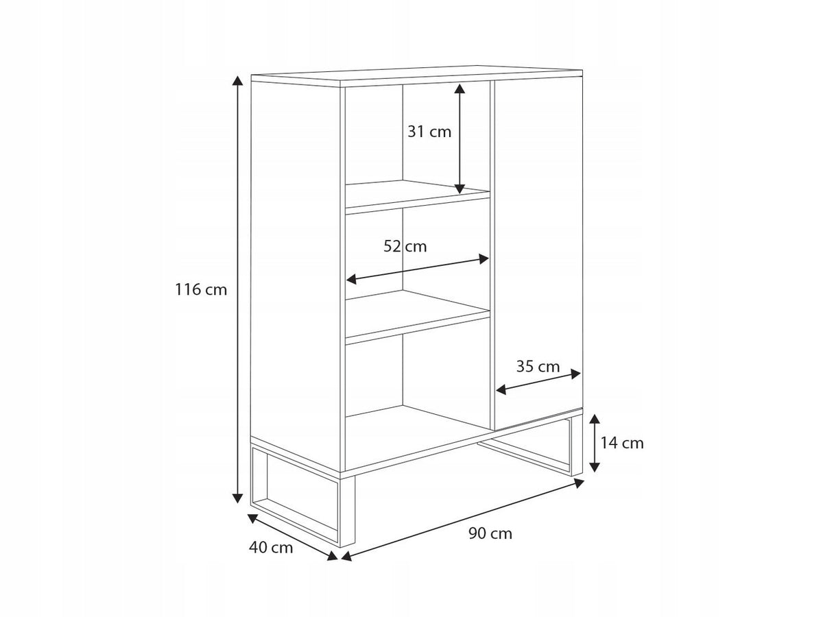 Fondi loft bookcase - herringbone oak craft decor