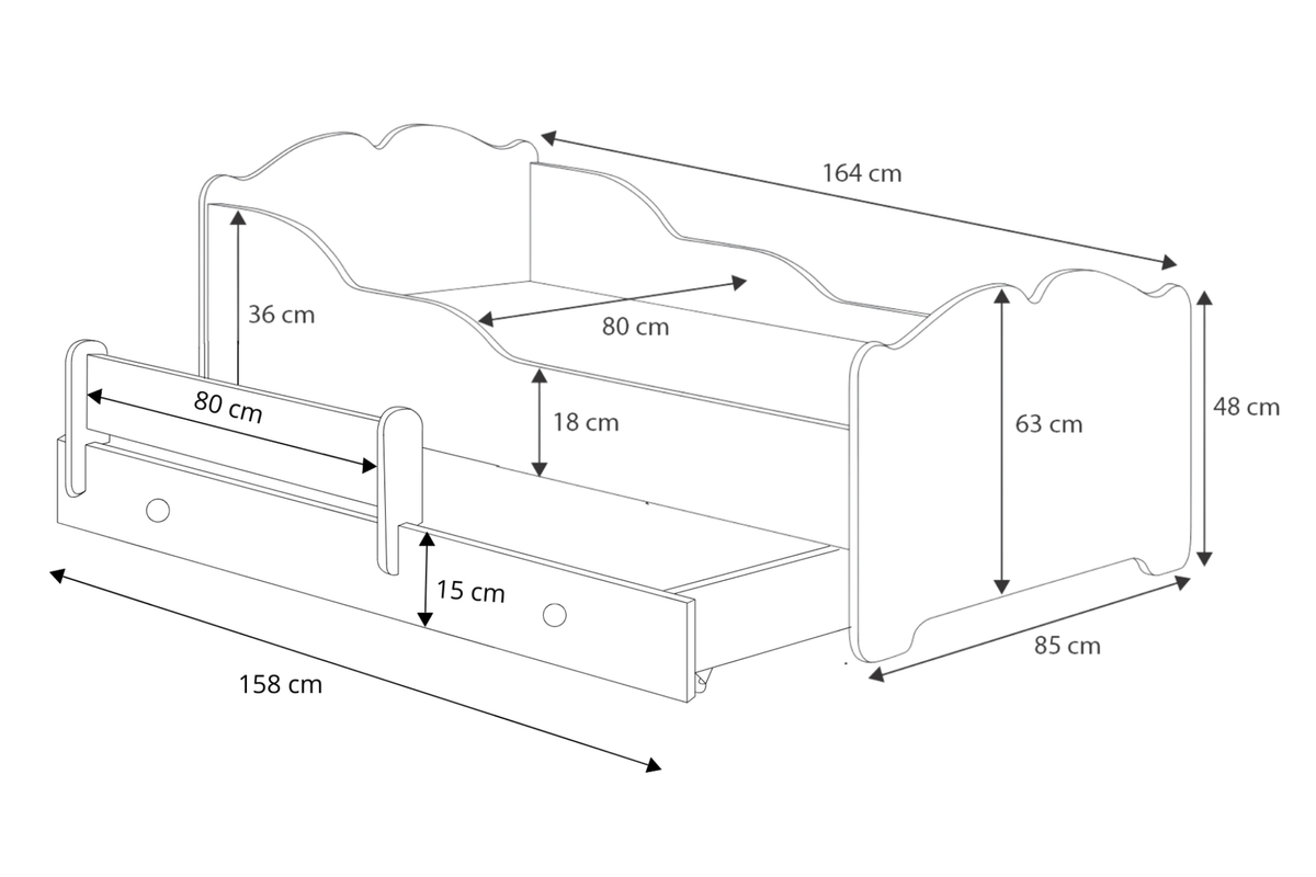 Double bed Anna 160x80 - Mermaid
