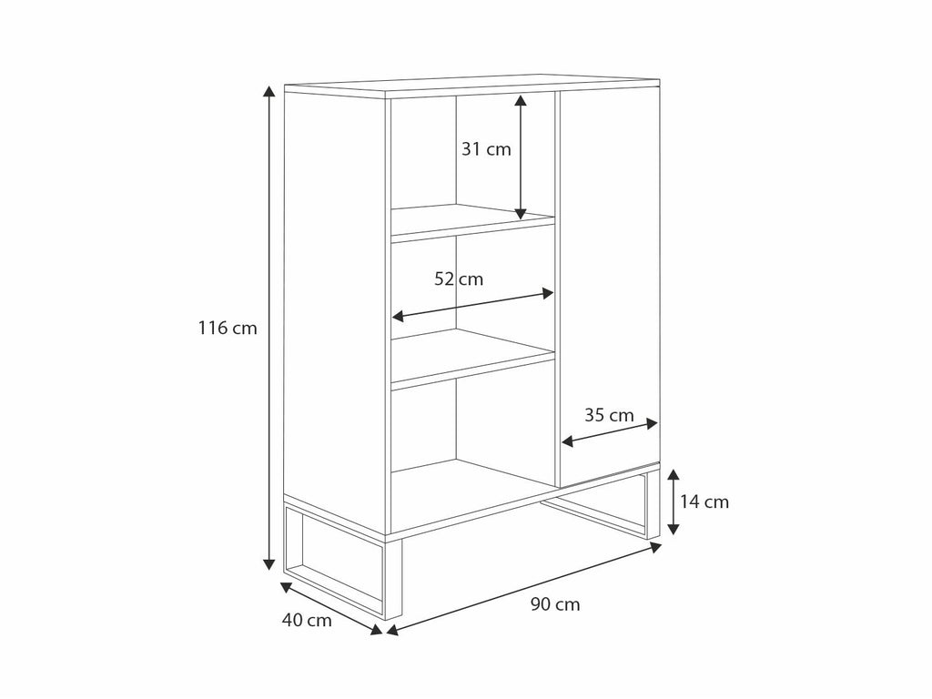 Fondi bookcase - metal legs