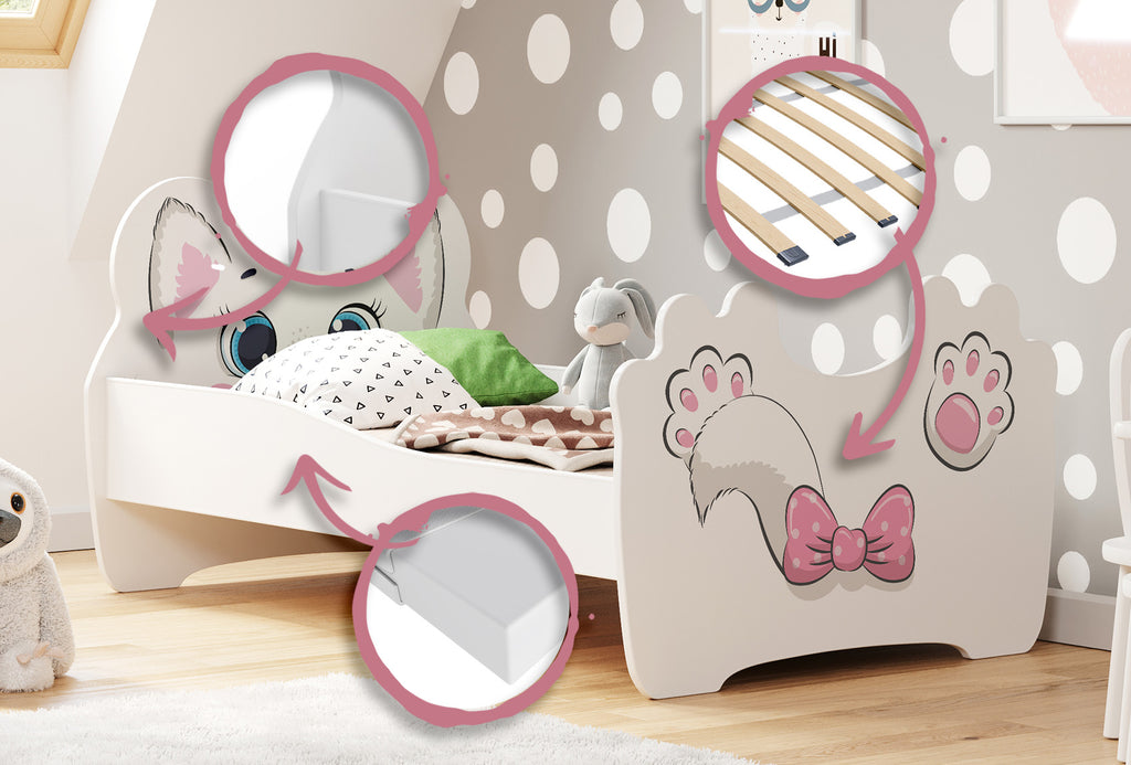 Pink Cat children's bed 160x80