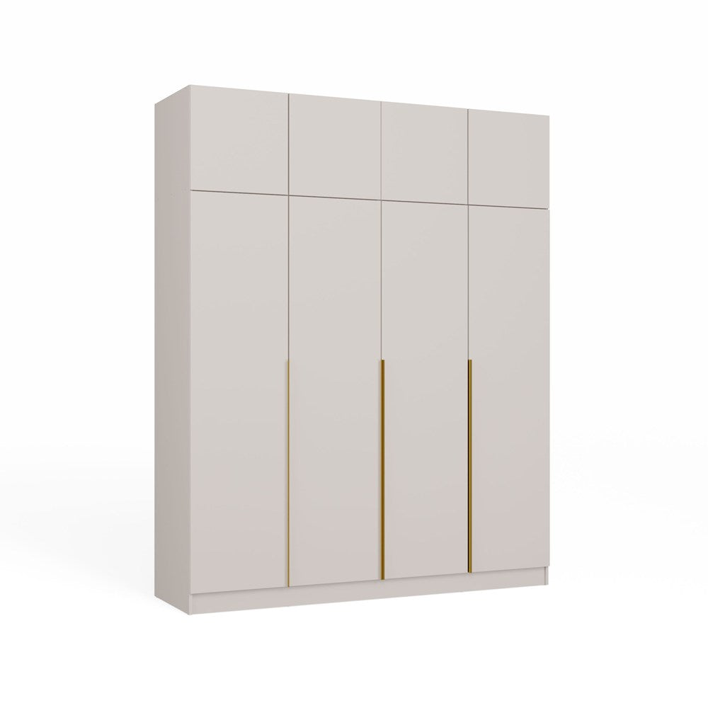 Szekrény SENSO 4D felépítménnyel Wysoka kasmír ajtó arany fogantyúkkal 250x200 cm