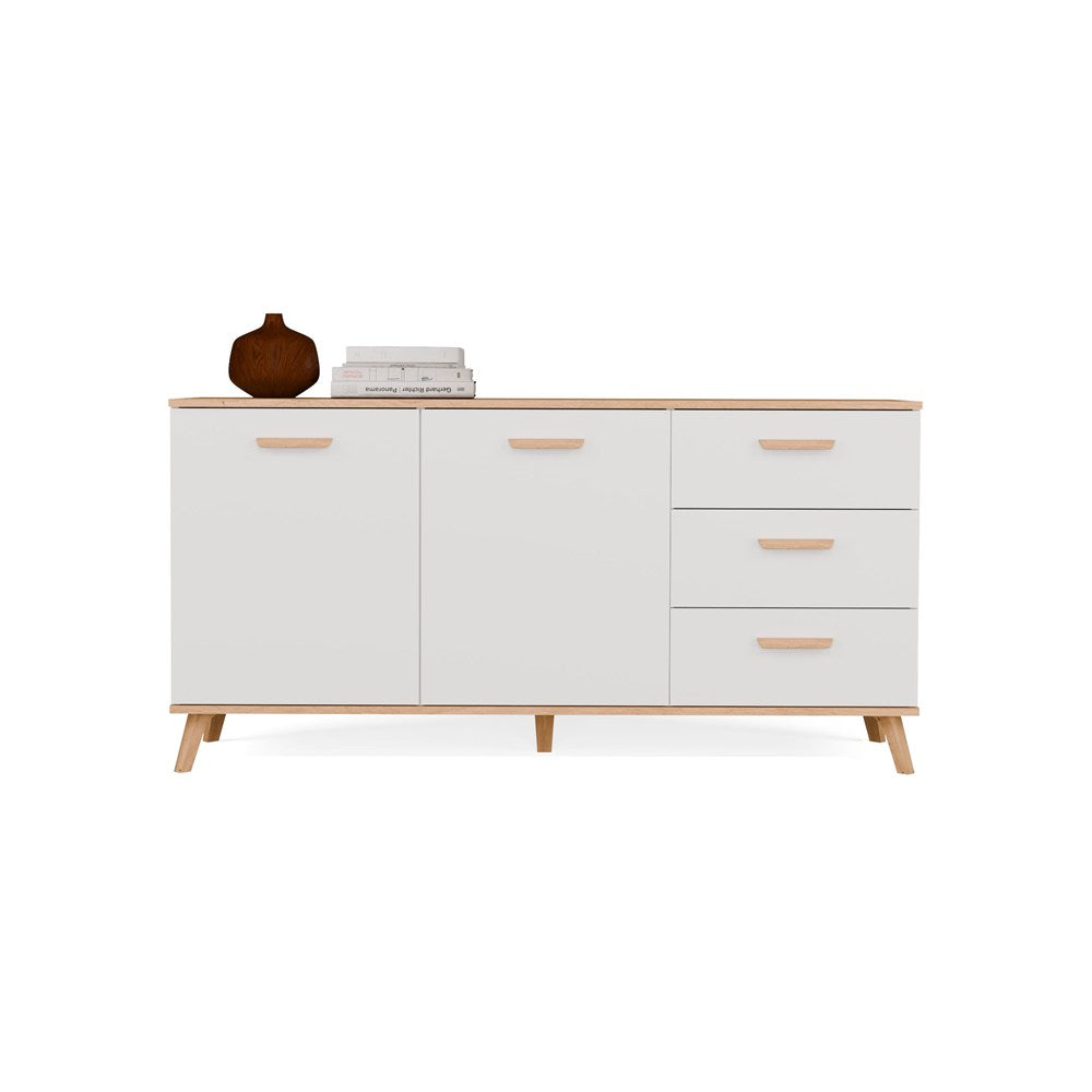 Komód OLYMPO 2D3S fehér / artisan tölgy 150 cm 3 fiókos 2 ajtós