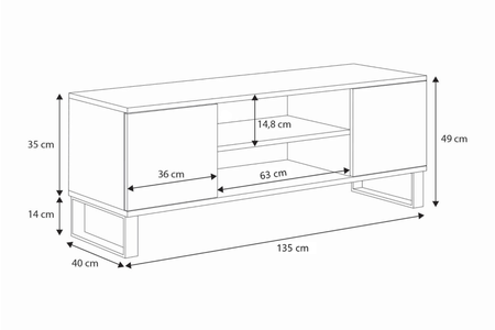 Focus RTV cabinet 135 cm - loft Oak artisan black