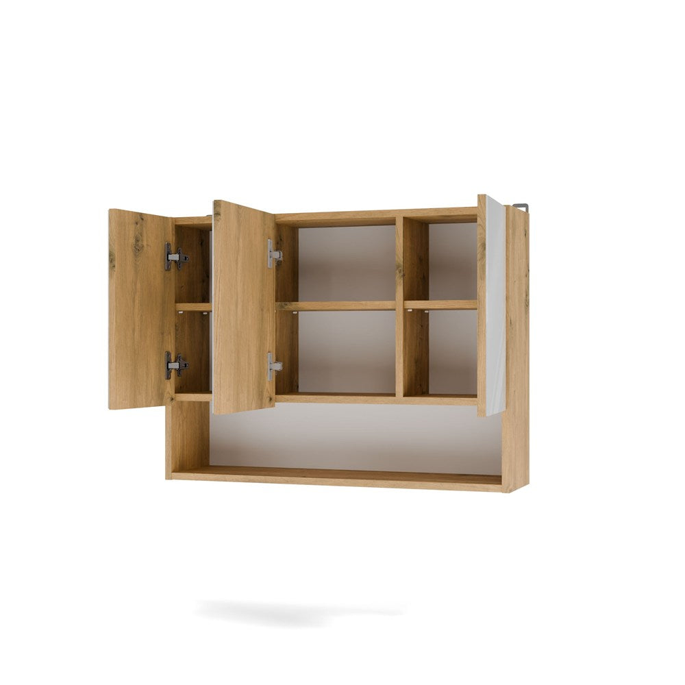 Fürdőszobaszekrény fali POLA 3DL/P artisan tölgy 80 cm 3 tükör polccal