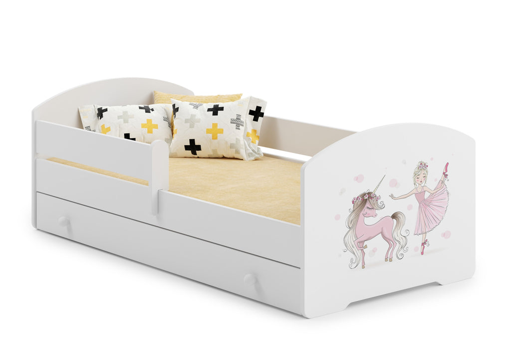 Children's bed Luk 140x70 with drawer - Girl with unicorn