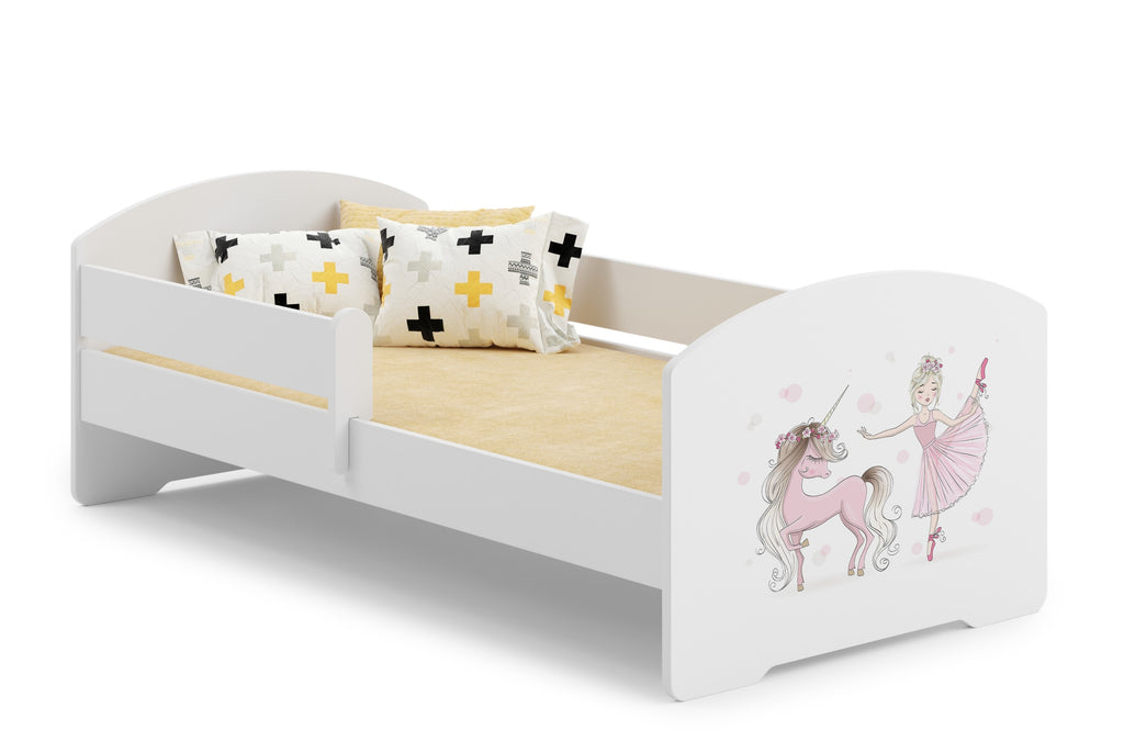 LUK children's bed 160x60 with railing - Girl with unicorn