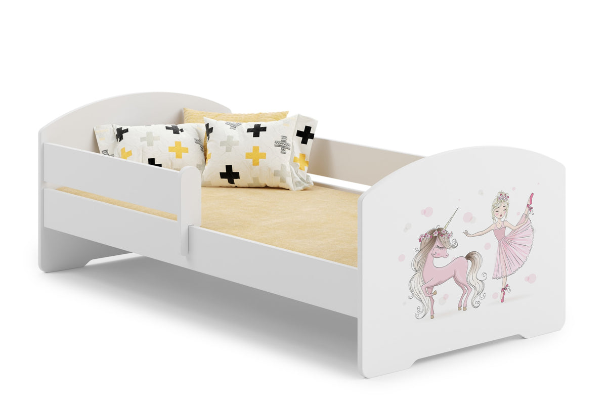 LUK children's bed 160x60 with railing - Girl with unicorn
