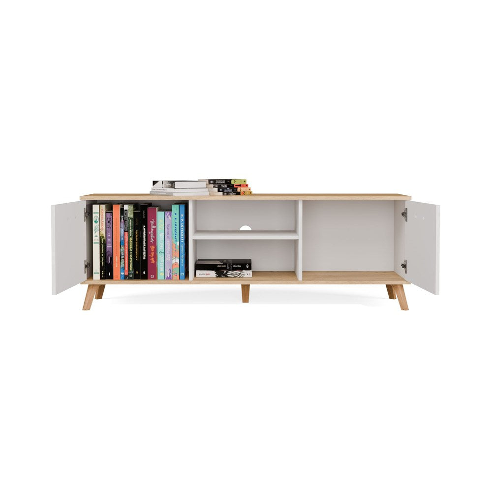 TV-szekrény OLYMPO 150 fehér / artisan tölgy 150 cm Kisasztal TV alá
