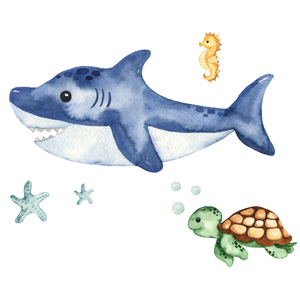 Luk single bed 140x70 with artwork - Shark