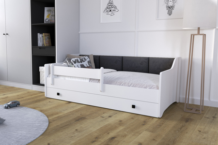 Single bed Erik 160x80 white - black panel