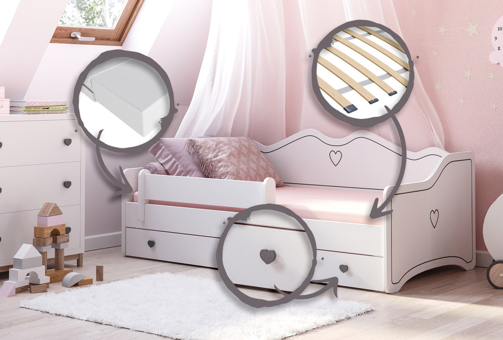 Emma children's bed 140x70 grey