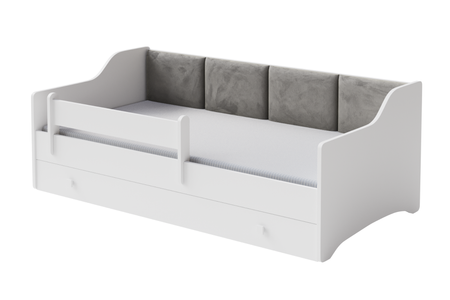 Single bed Erik 160x80 white - panel grey