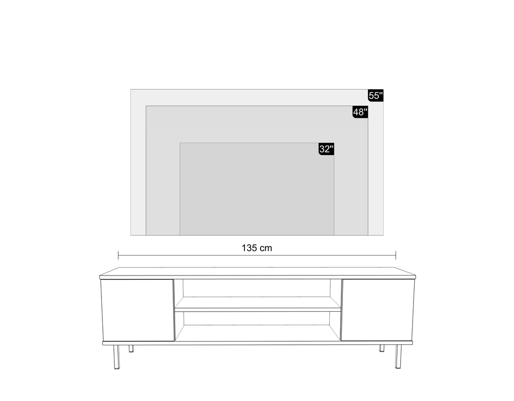 Focus cashmere RTV cabinet 135 cm - gold legs