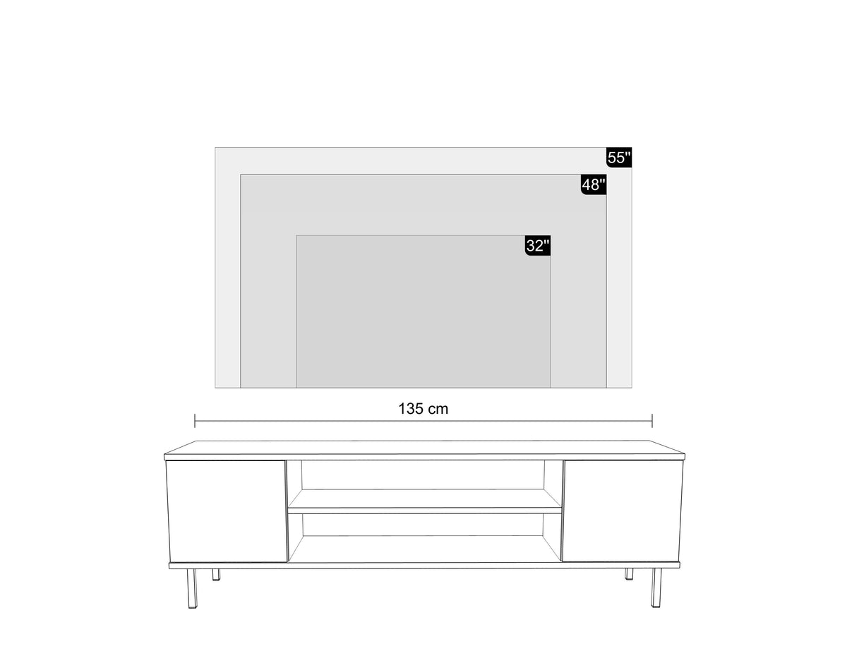 Focus cashmere RTV cabinet 135 cm - gold legs