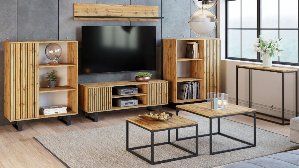 Focus loft RTV cabinet 155 cm - decor oak craft lamellas