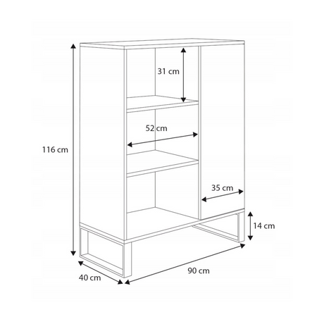 Bookcase Fondi metal legs Oak artisan