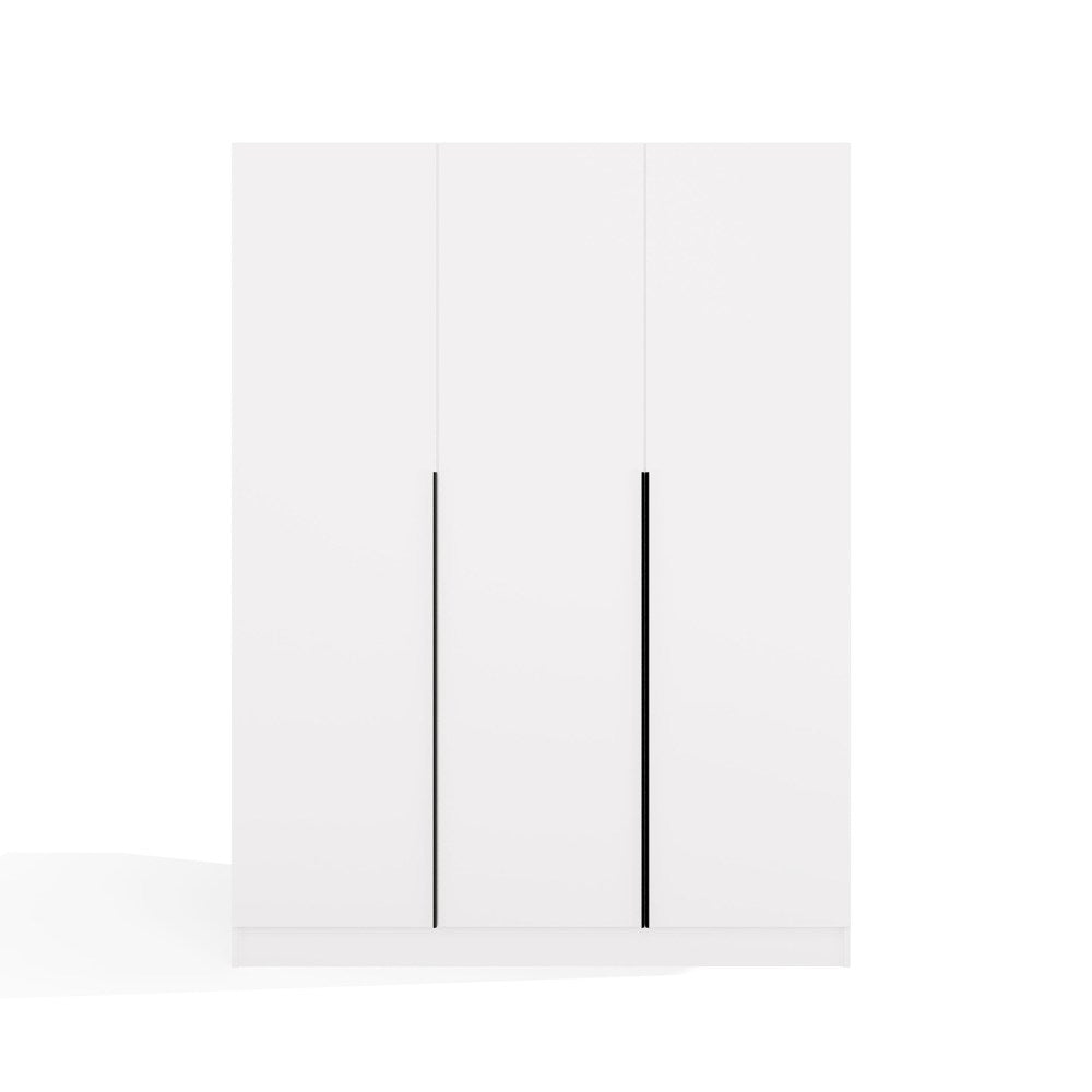 Szekrény SENSO 3D 150 cm 3 ajtós fekete fogantyúkkal fehér