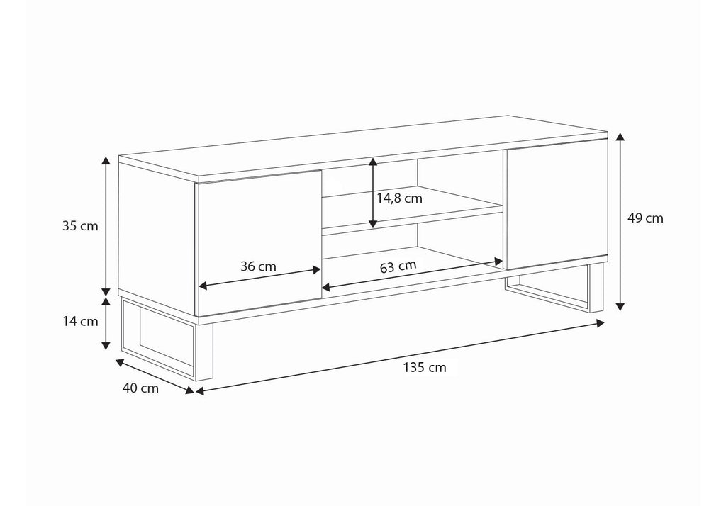 Focus loft RTV cabinet 135 cm - herringbone decor - oak craft