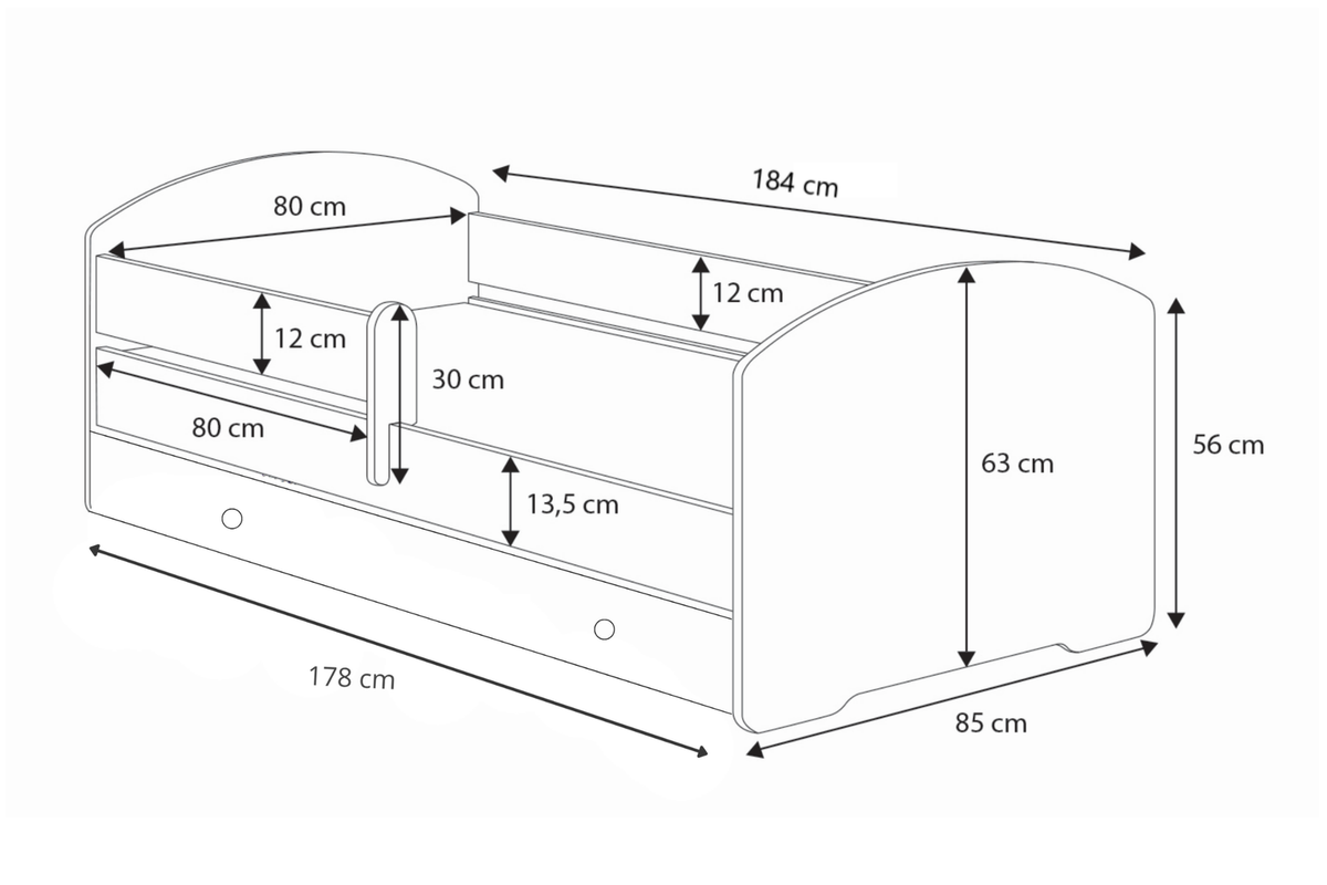 Single bed Luk 180x80 with drawer