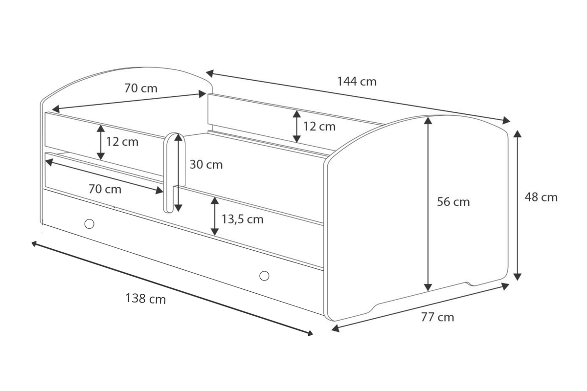Children's bed 140x70 with drawer - Sleeping princess