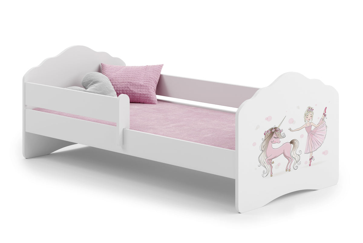 FALA children's bed 160x80 with railing - Girl with unicorn
