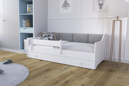 Single bed Erik 160x80 white - panel grey