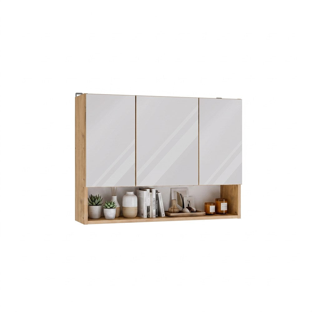Fürdőszobaszekrény fali POLA 3DL/P artisan tölgy 80 cm 3 tükör polccal