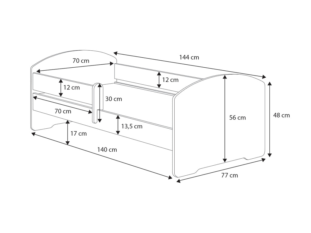 Single bed Luk 140x70 with railing