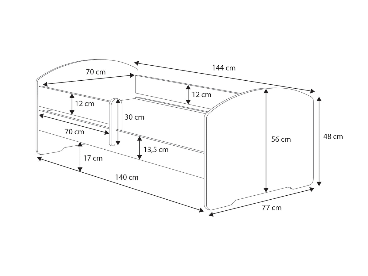 Single bed Luk 140x70 with railing