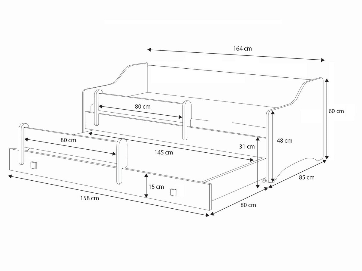 Double bed Erik II 160x80 - white handle
