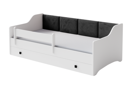 Single bed Erik 160x80 white - black panel