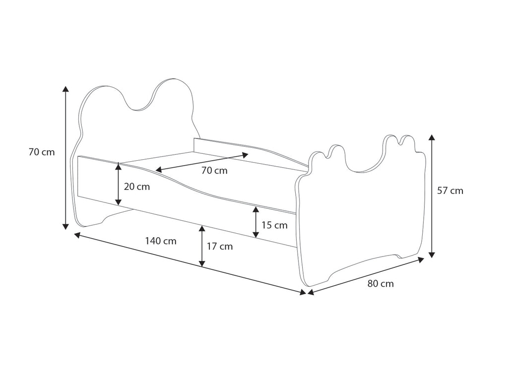 Pink Cat 140x70 children's bed with drawer