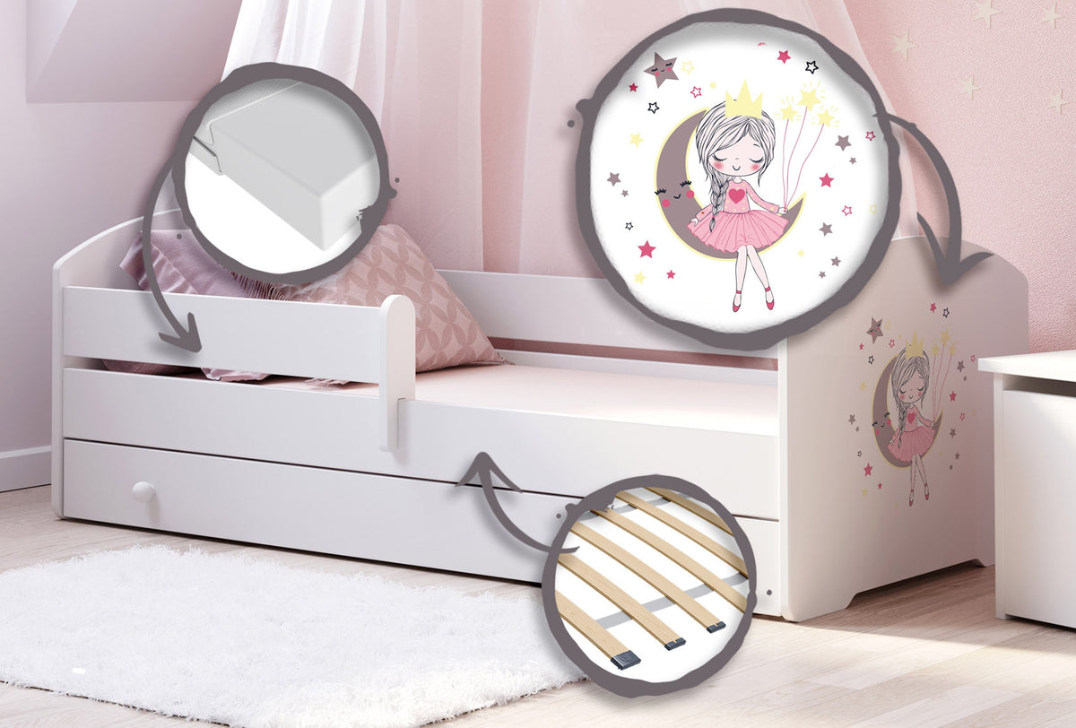 Children's bed 140x70 with drawer - Sleeping princess
