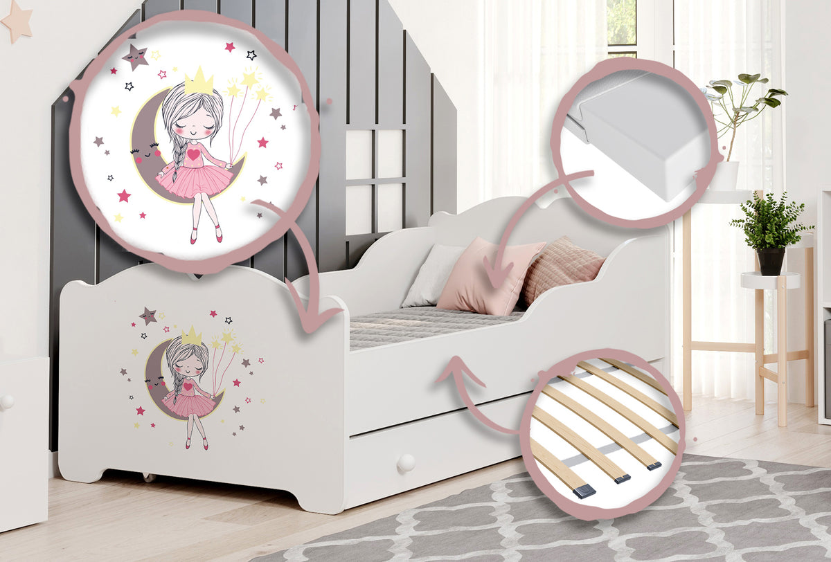 ANNA children's bed with drawer 140x70 Sleeping princess