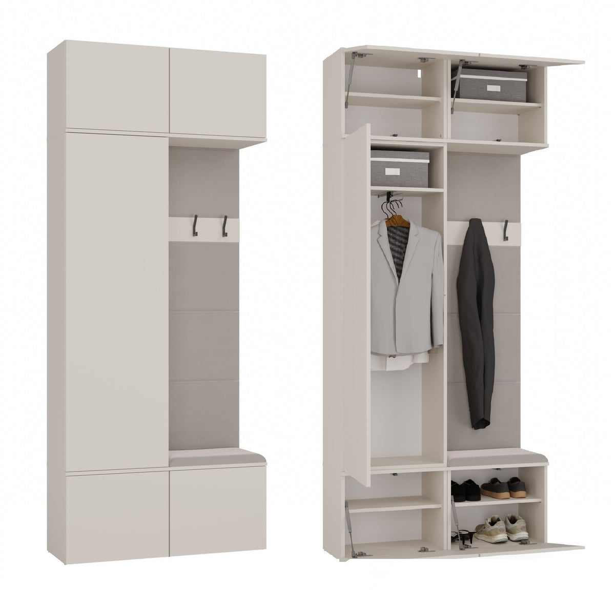 HAGA II 1SZ1W előszobabútor – szekrény és fogas, kasmír bézs