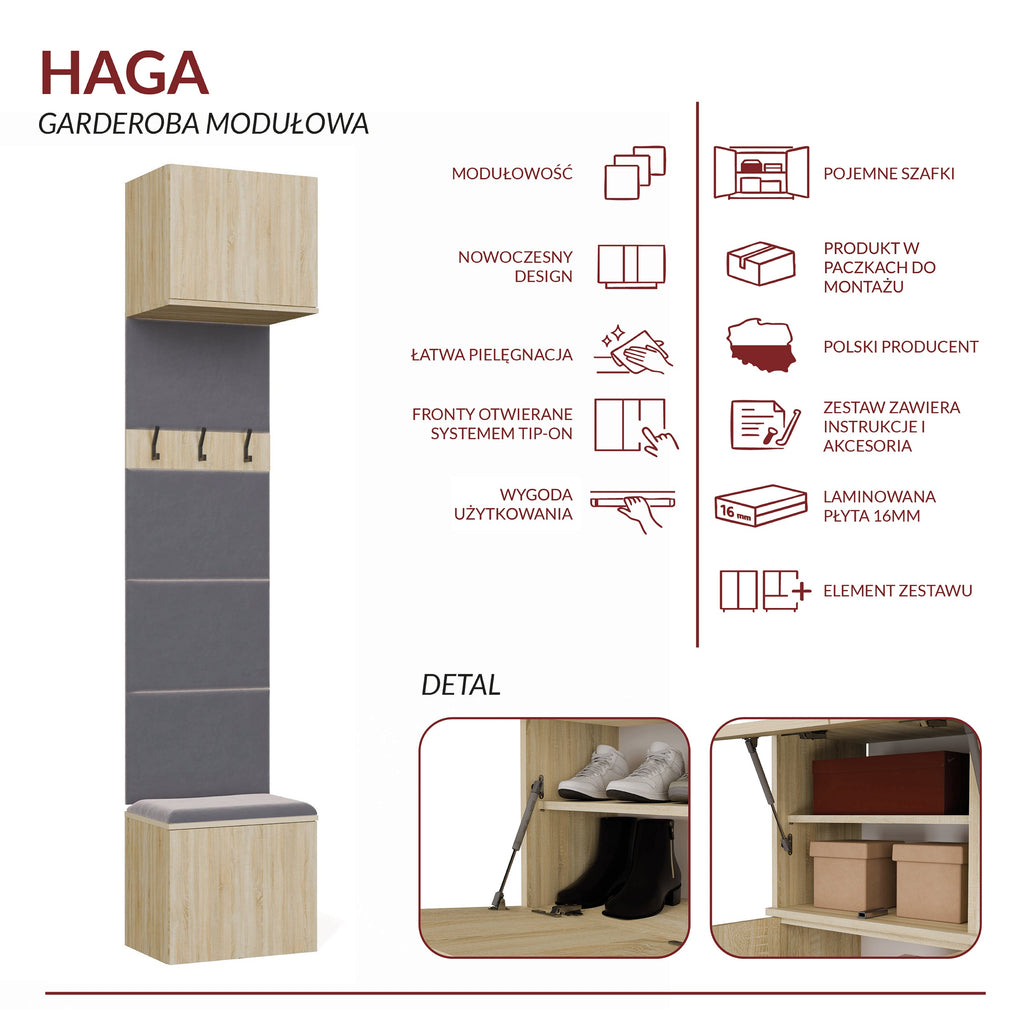 Előszobabútor Fogas HAGA 1W sonoma tölgy
