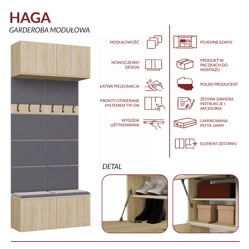 Előszobabútor dupla Fogas HAGA II/2W sonoma tölgy