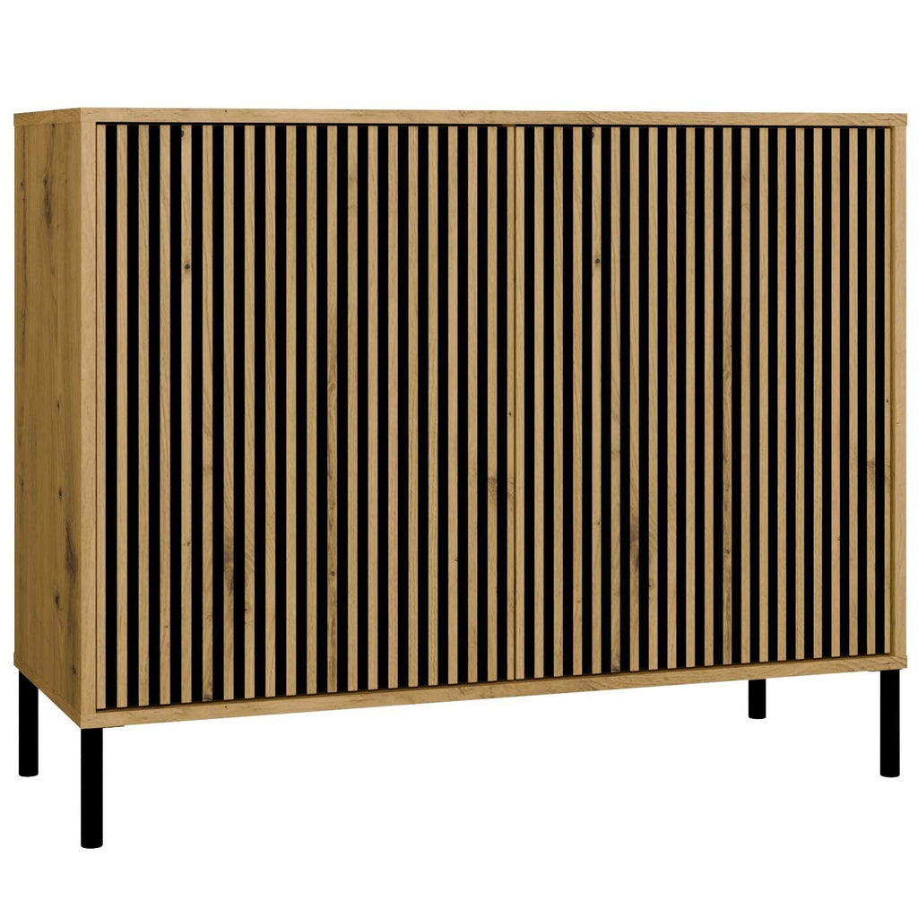 Komód KAMARO 2D SLIM artisan tölgy lamellás bordázott front