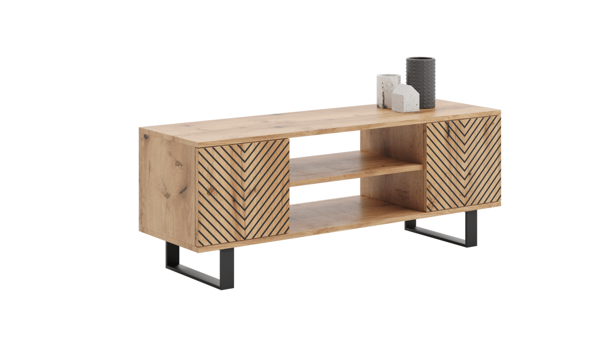 Focus loft RTV cabinet 155 cm - herringbone decor - oak craft