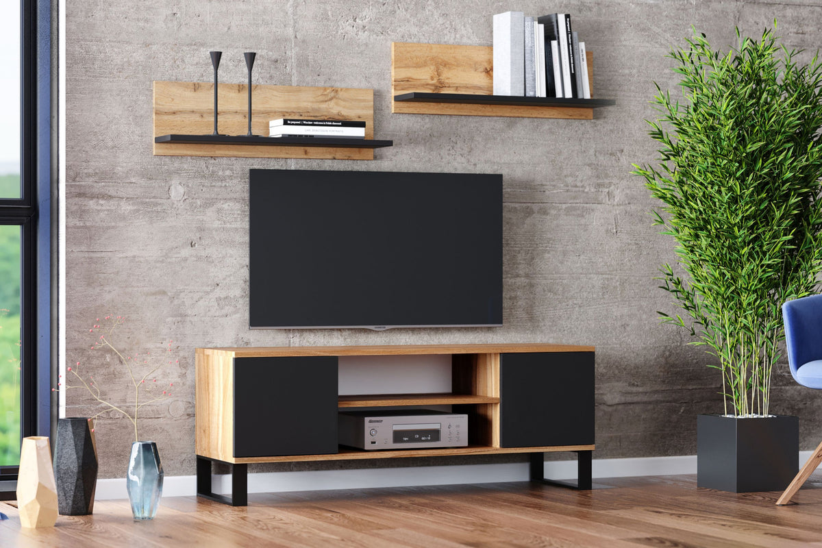 Focus RTV cabinet 135 cm - loft oak craft/black