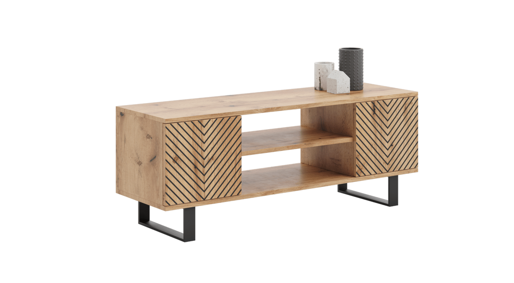 Focus loft RTV cabinet 135 cm - herringbone decor - oak craft